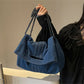 Shoulder Bag Upcycled Denim with Chain Handles and Snap Closure