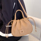 Crossbody Bag Faux Leather with Top Handle and Pleated Design