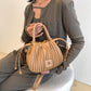 Crossbody Bag Faux Leather with Top Handle and Pleated Design