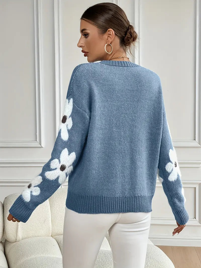 Floral Sleeve Crewneck Jumper