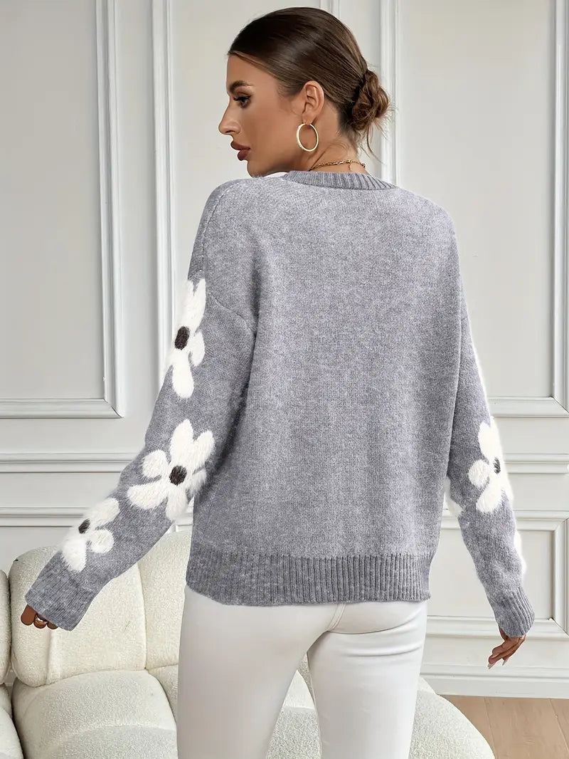 Floral Sleeve Crewneck Jumper