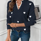 Heart Print Lace V-Neck Jumper