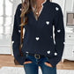 Heart Print Lace V-Neck Jumper