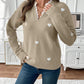 Heart Print Lace V-Neck Jumper