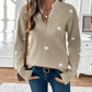 Heart Print Lace V-Neck Jumper