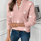 Heart Print Lace V-Neck Jumper
