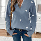 Heart Print Lace V-Neck Jumper