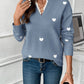 Heart Print Lace V-Neck Jumper
