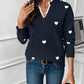 Heart Print Lace V-Neck Jumper
