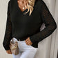 Crochet Sleeve V-Neck Jumper