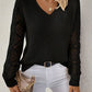 Crochet Sleeve V-Neck Jumper