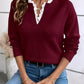 Lace Trim V-Neck Jumper