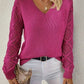 Open Knit Sleeve V-Neck Jumper