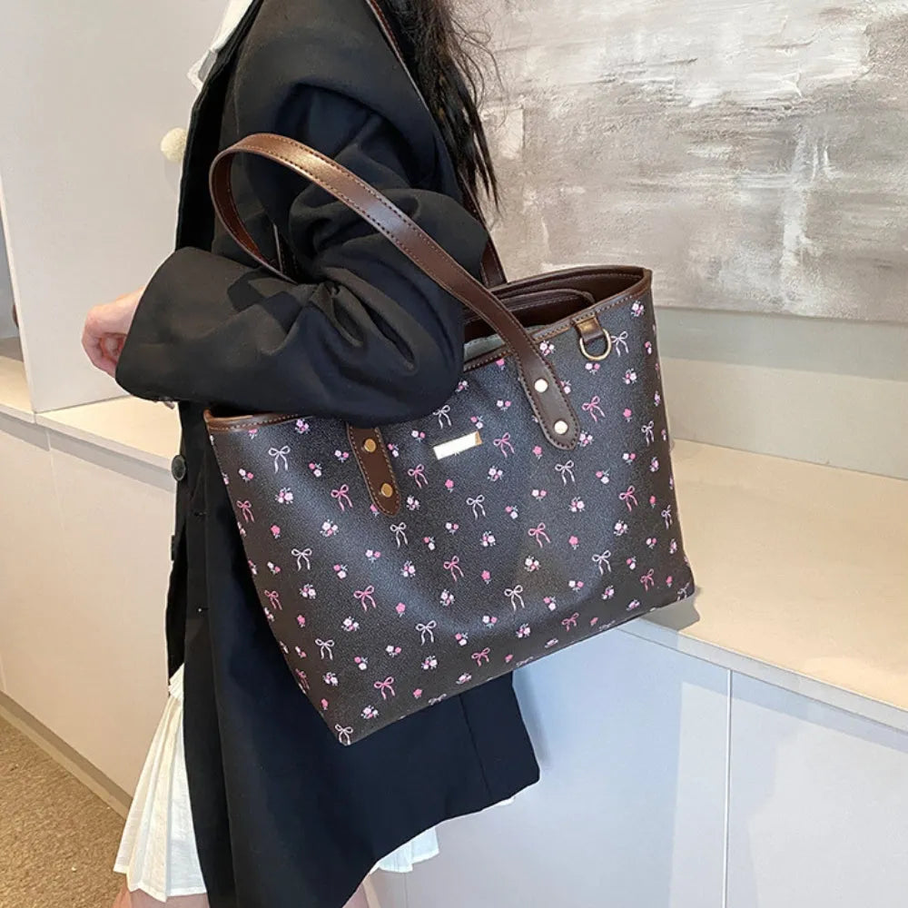 Tote Bag Patterned Faux Leather with Zip for 15-Inch Laptop