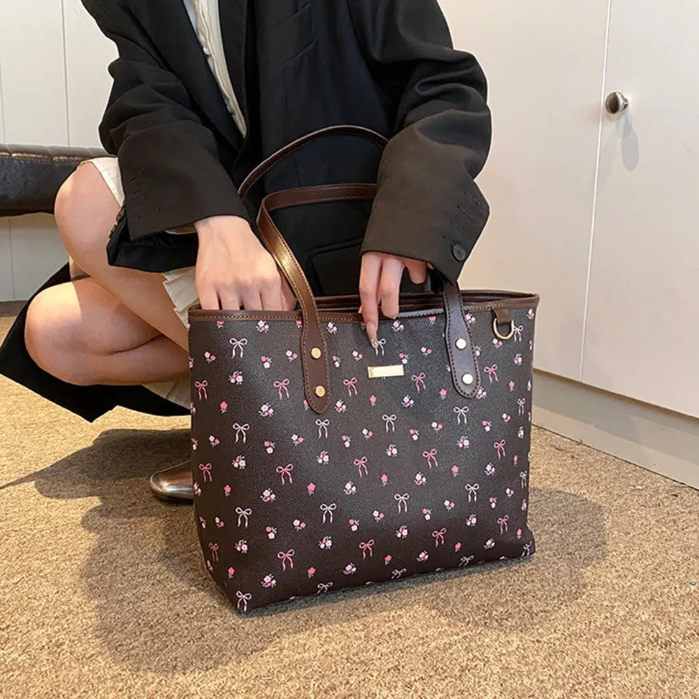 Tote Bag Patterned Faux Leather with Zip for 15-Inch Laptop