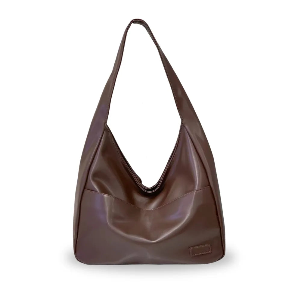 Hobo Bag Smooth Faux Leather with Magnetic Closure and Pockets