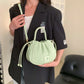 Crossbody Bag Faux Leather with Top Handle and Pleated Design