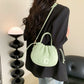 Crossbody Bag Faux Leather with Top Handle and Pleated Design