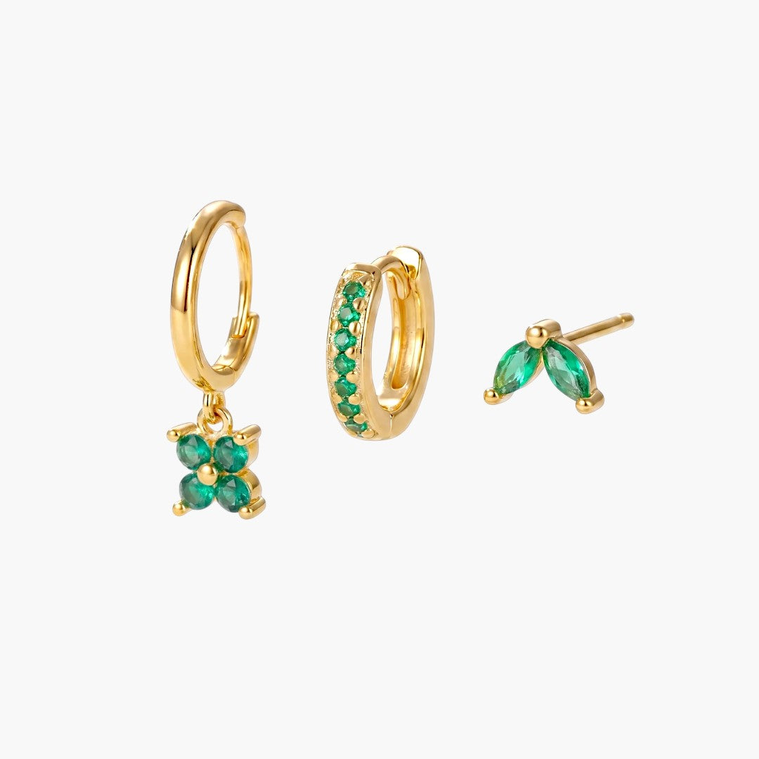 Naviiz Earrings Naviiz Emerald Gold  Emerald Gold