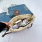 Straw Bag with Faux Leather Finishes and Shoulder Strap