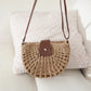 Straw Bag with Faux Leather Finishes and Shoulder Strap