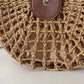 Straw Bag with Faux Leather Finishes and Shoulder Strap