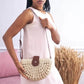 Straw Bag with Faux Leather Finishes and Shoulder Strap