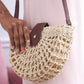 Straw Bag with Faux Leather Finishes and Shoulder Strap