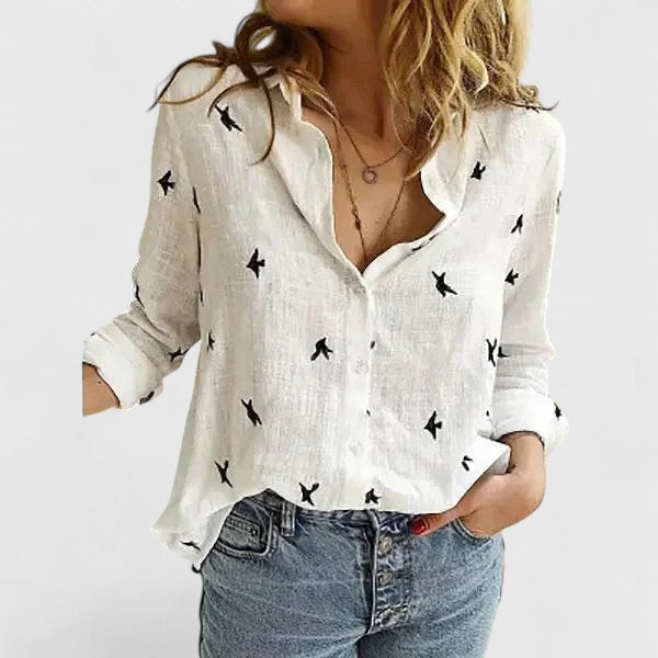 Botanical Floral V-Neck Blouse
