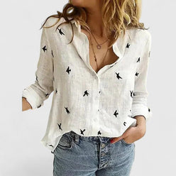 Botanical Floral V-Neck Blouse