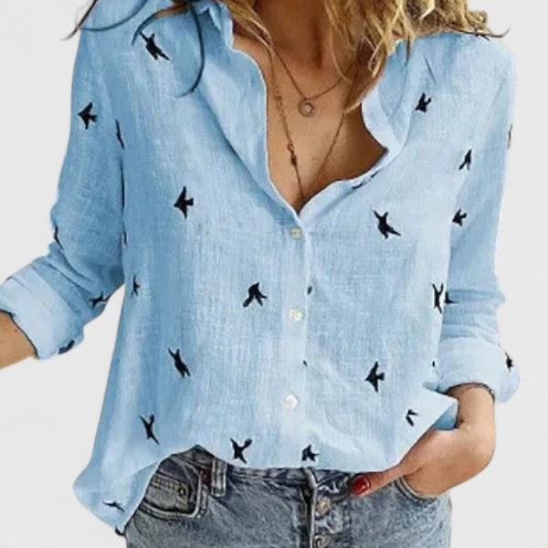 Botanical Floral V-Neck Blouse