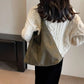 Hobo Bag Faux Suede with Magnetic Closure, Pouch and Laptop Fit