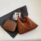 Hobo Bag Faux Suede with Magnetic Closure, Pouch and Laptop Fit