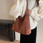 Hobo Bag Faux Suede with Magnetic Closure, Pouch and Laptop Fit