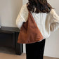 Hobo Bag Faux Suede with Magnetic Closure, Pouch and Laptop Fit