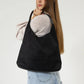 Hobo Bag Faux Suede with Magnetic Closure, Pouch and Laptop Fit