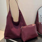 Hobo Bag Faux Suede with Magnetic Closure, Pouch and Laptop Fit