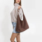 Hobo Bag Faux Suede with Magnetic Closure, Pouch and Laptop Fit