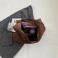 Hobo Bag Faux Suede with Magnetic Closure, Pouch and Laptop Fit