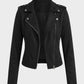 Biker Jacket Polyester with Asymmetric Zip and Lapel Collar