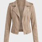 Biker Jacket Polyester with Asymmetric Zip and Lapel Collar