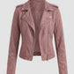Biker Jacket Polyester with Asymmetric Zip and Lapel Collar
