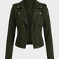 Biker Jacket Polyester with Asymmetric Zip and Lapel Collar