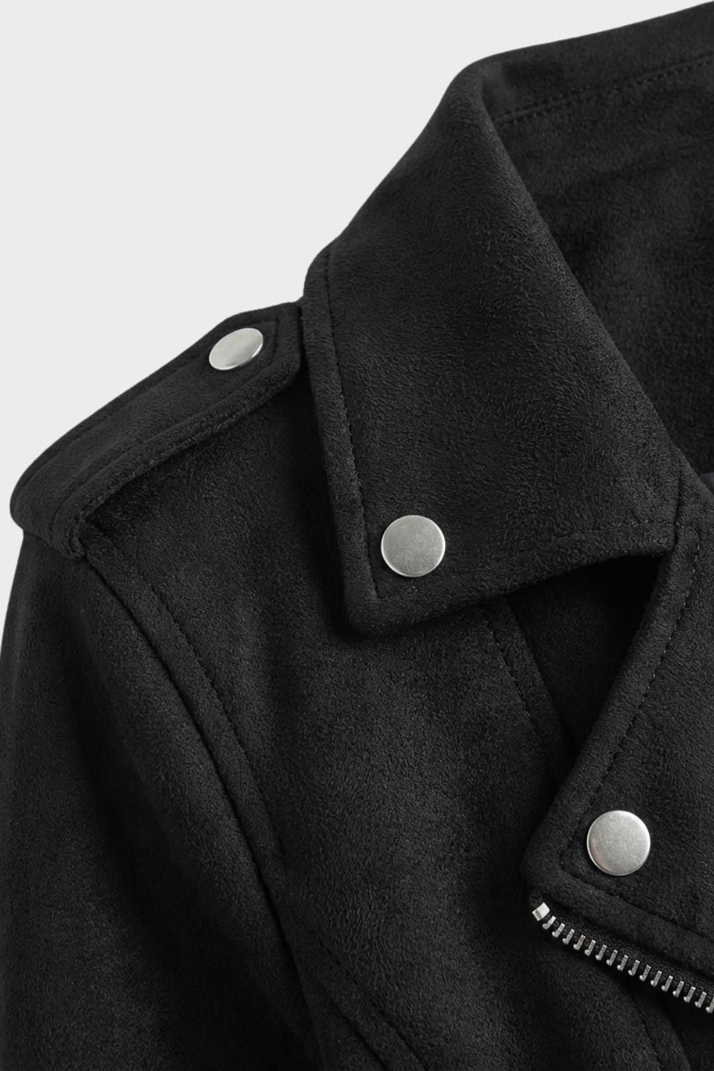 Biker Jacket Polyester with Asymmetric Zip and Lapel Collar