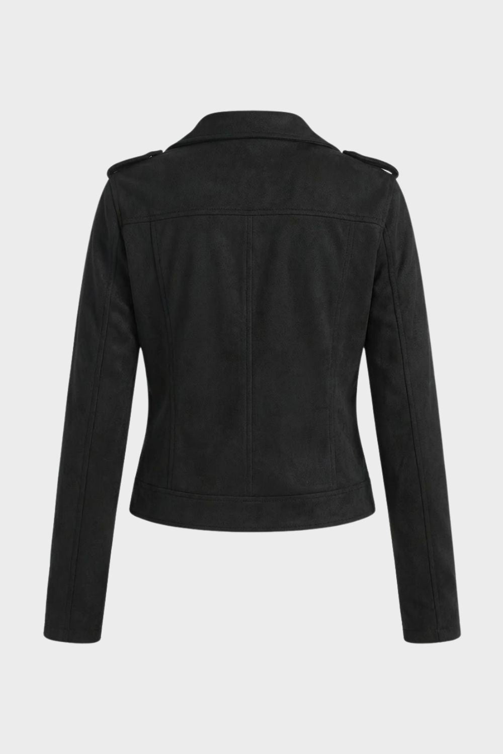 Biker Jacket Polyester with Asymmetric Zip and Lapel Collar