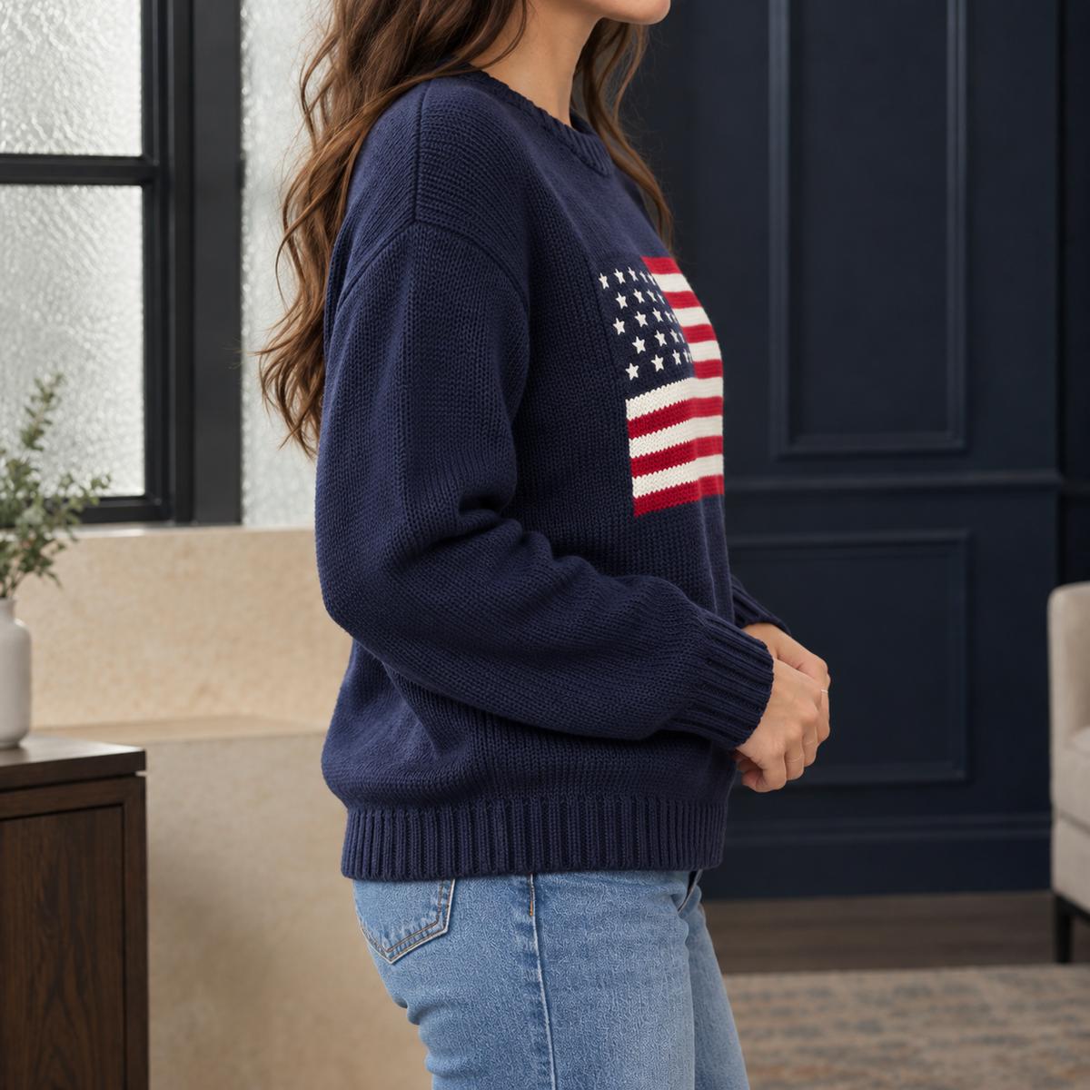 American Flag Chunky Jumper