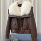 Jacket Faux Leather with Plush Faux Fur Collar, Relaxed Fit