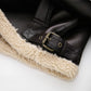 Jacket Faux Leather with Faux Shearling Collar and Cuffs