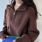 Soft-Touch Oversized Quarter-Zip Jumper