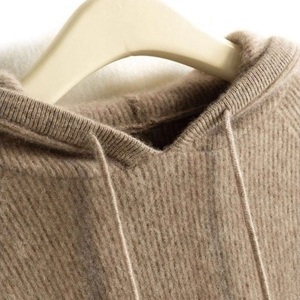 Cashmere-Feel Knitted Hoodie